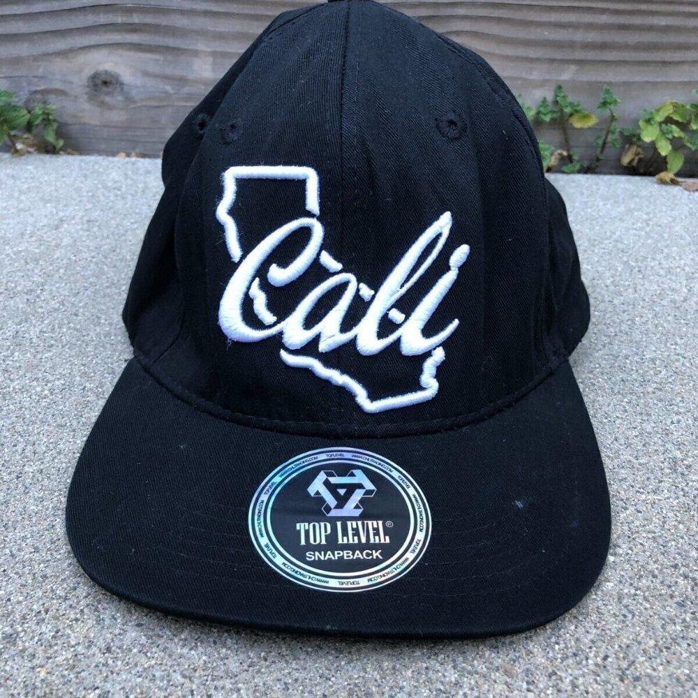 TOP LEVEL CALI California Embroidered Snapback Hat Cap Men's Black​​​​​​​